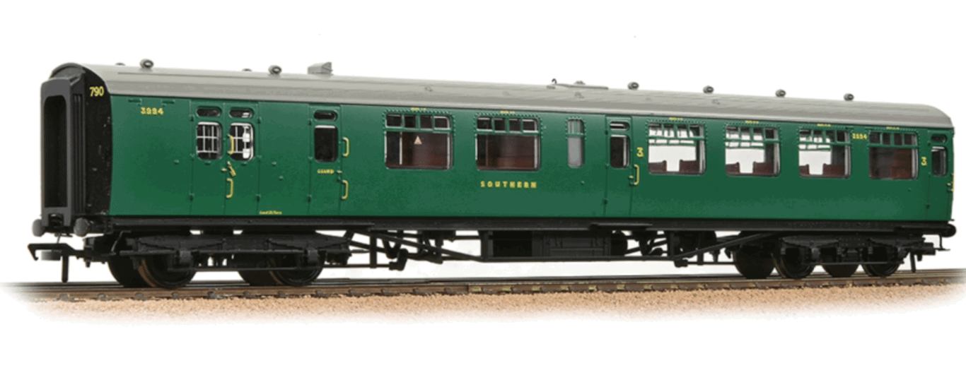 Bachmann OO SR Bulleid Brake Third Semi-Open – SR Malachite Green