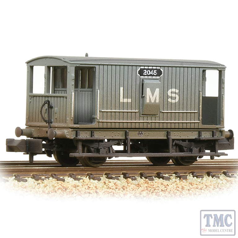 Graham Farish N Gauge MR 20T Brake Van LMS Grey – Weathered